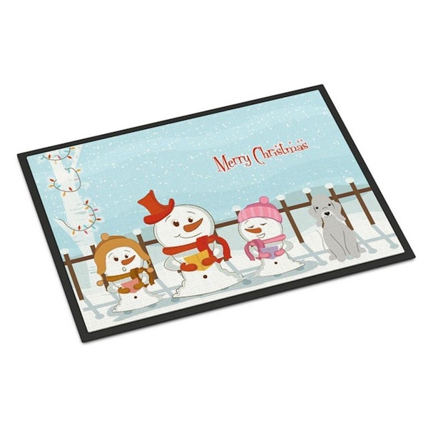 Carolines Treasures Merry Christmas Carolers Bedlington Terrier Blue Indoor or Outdoor Mat, 18 x 0.25 x 27 in. BB2421MAT - main